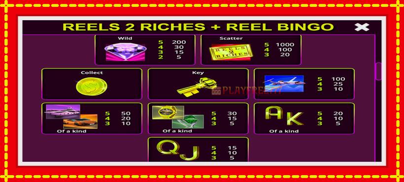 Slot machine Reels 2 Riches with Reel Bingo with access to free game online, picture 6