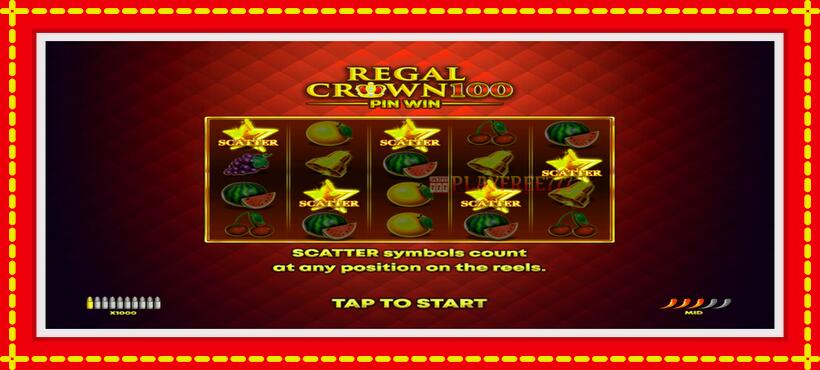 Slot machine Regal Crown 100 with access to free game online, picture 1