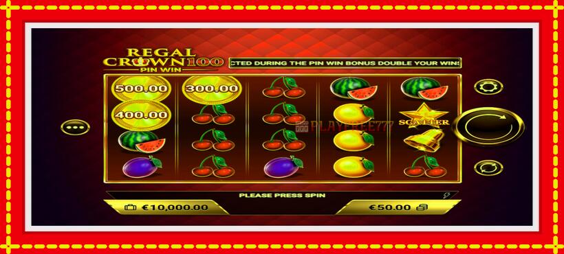 Slot machine Regal Crown 100 with access to free game online, picture 2