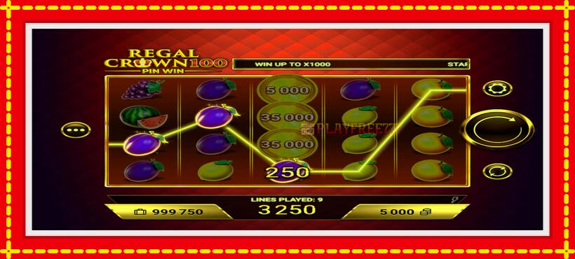 Slot machine Regal Crown 100 with access to free game online, picture 3