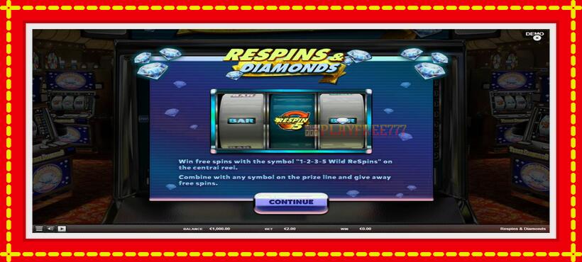 Slot machine Respins Diamonds with access to free game online, picture 1