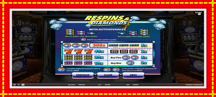 Slot machine Respins Diamonds with access to free game online, picture 5