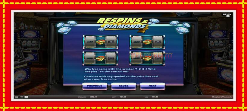 Slot machine Respins Diamonds with access to free game online, picture 6