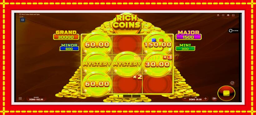 Slot machine Rich Coins Hold and Spin with access to free game online, picture 4