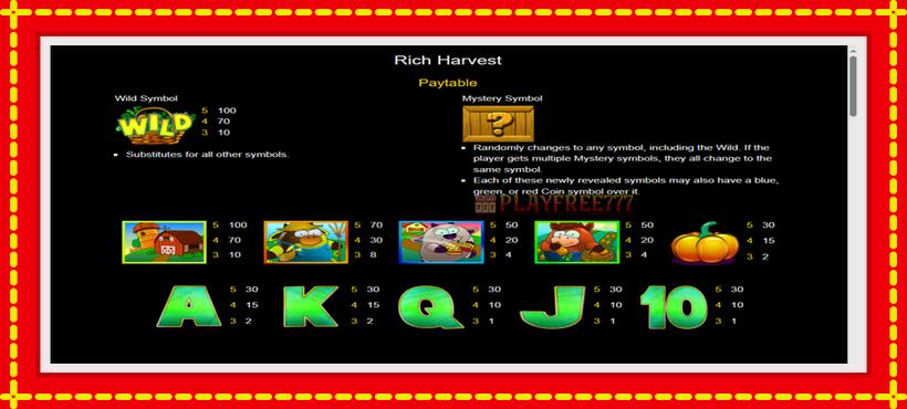 Slot machine Rich Harvest with access to free game online, picture 4