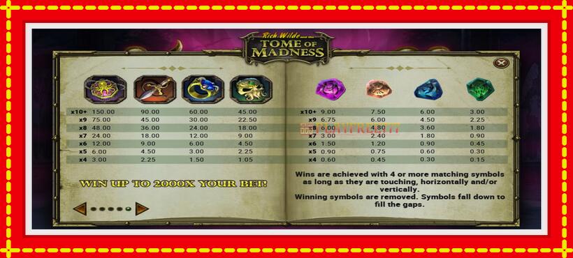 Slot machine Rich Wilde and the Tome of Madness with access to free game online, picture 5