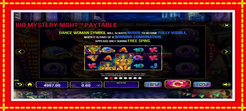 Slot machine Rio Mystery Night with access to free game online, picture 4