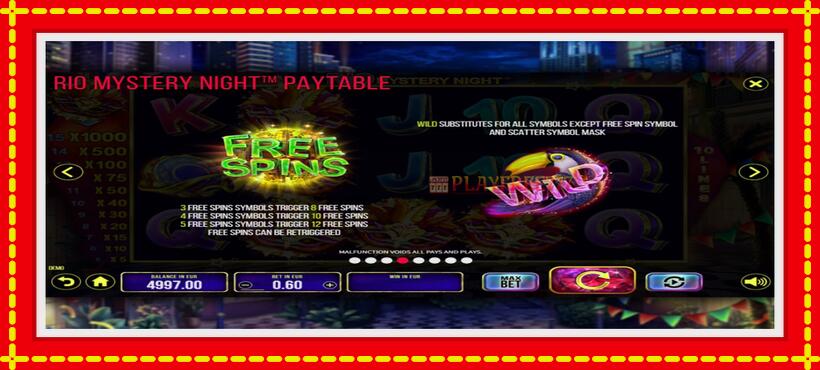 Slot machine Rio Mystery Night with access to free game online, picture 6