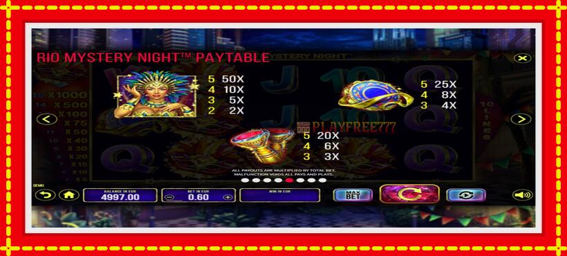 Slot machine Rio Mystery Night with access to free game online, picture 7