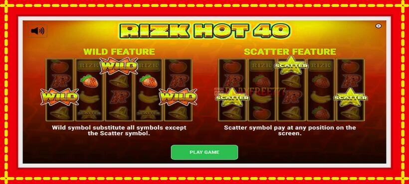 Slot machine Rizk Hot 40 with access to free game online, picture 1