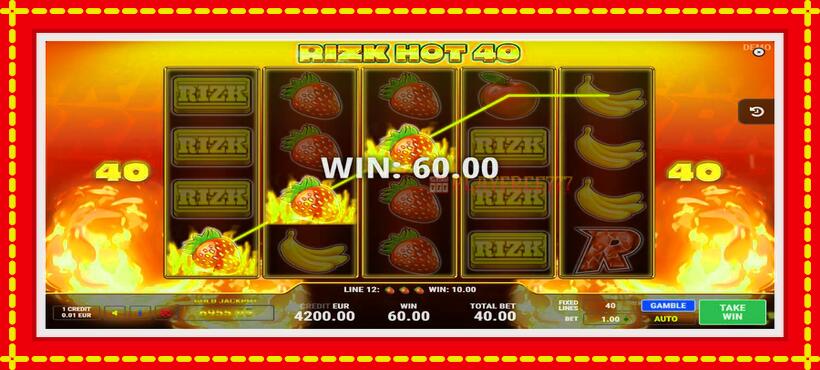 Slot machine Rizk Hot 40 with access to free game online, picture 3