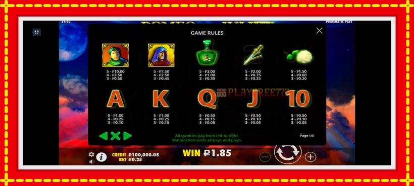 Slot machine Romeo and Juliet with access to free game online, picture 5