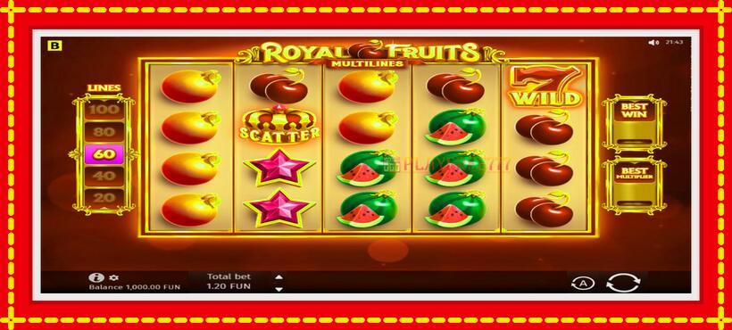 Slot machine Royal Fruits Multilines with access to free game online, picture 1