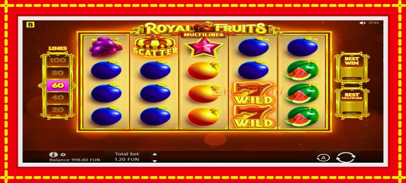 Slot machine Royal Fruits Multilines with access to free game online, picture 2