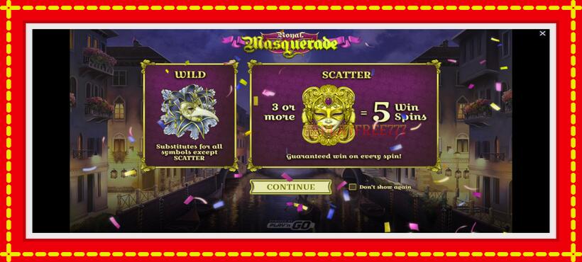 Slot machine Royal Masquerade with access to free game online, picture 1