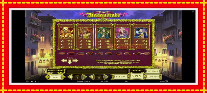 Slot machine Royal Masquerade with access to free game online, picture 5