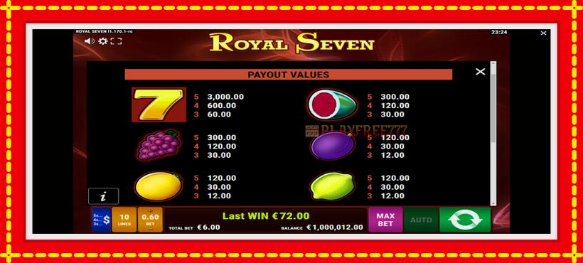 Slot machine Royal Seven with access to free game online, picture 6