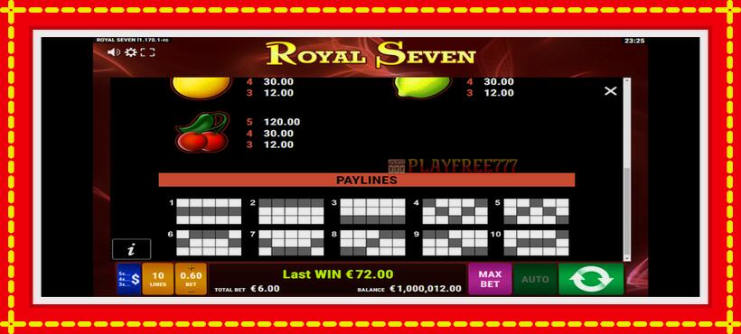 Slot machine Royal Seven with access to free game online, picture 7