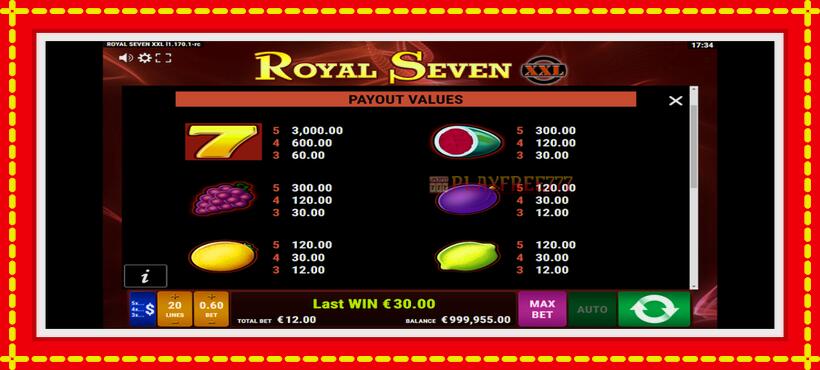 Slot machine Royal Seven XXL with access to free game online, picture 5