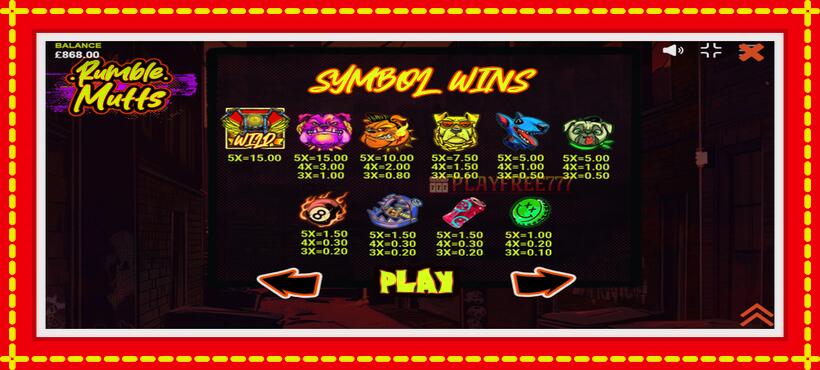 Slot machine Rumble Mutts with access to free game online, picture 6