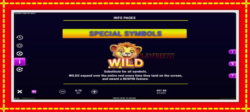 Slot machine Safari Cubs Go Wild with access to free game online, picture 4