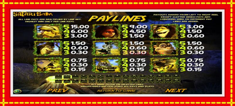 Slot machine Safari Sam with access to free game online, picture 5