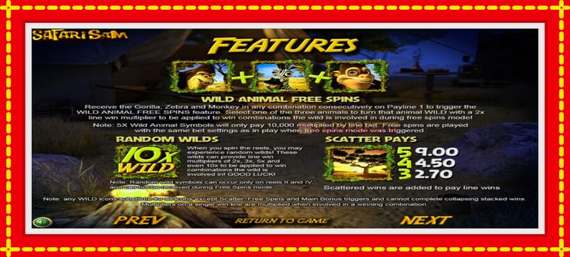 Slot machine Safari Sam with access to free game online, picture 6