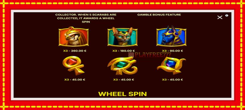 Slot machine Scarab Wheel with access to free game online, picture 6