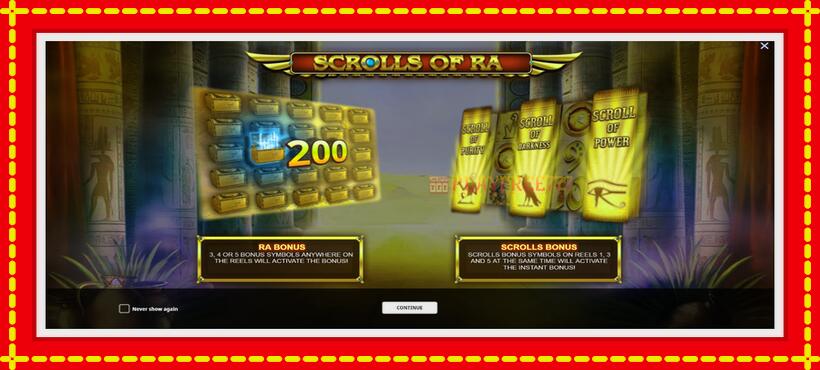 Slot machine Scrolls of RA with access to free game online, picture 1