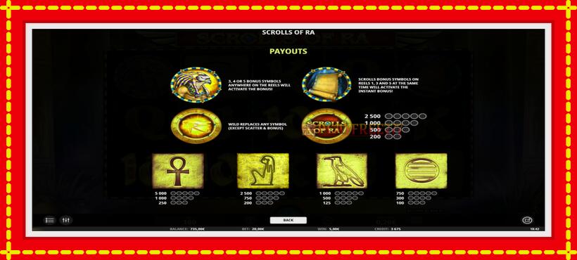 Slot machine Scrolls of RA with access to free game online, picture 4