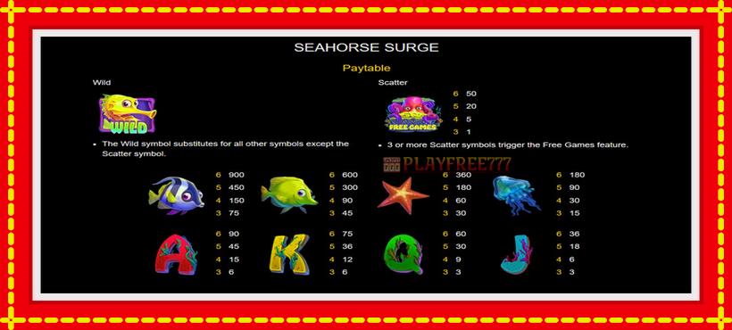 Slot machine Seahorse Surge with access to free game online, picture 4