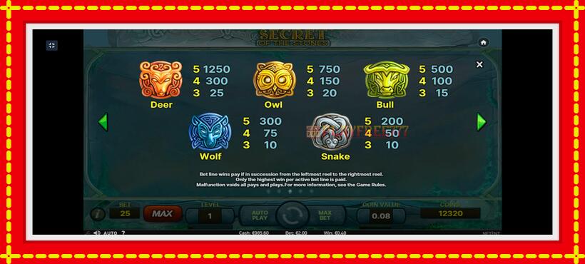 Slot machine Secret of the Stones with access to free game online, picture 5