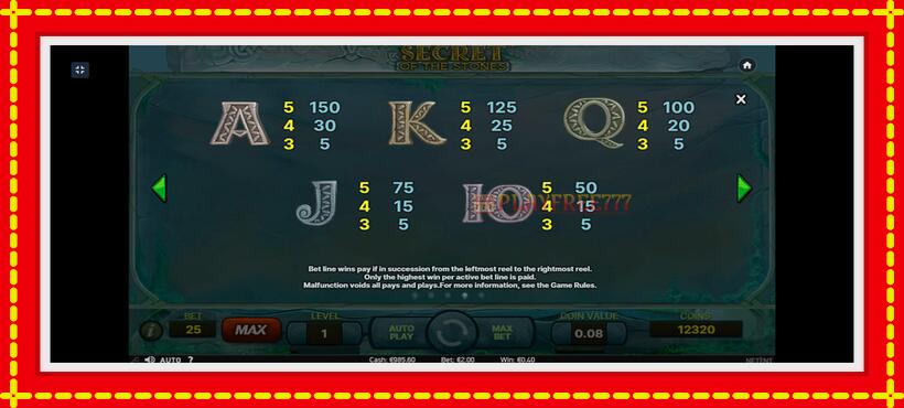 Slot machine Secret of the Stones with access to free game online, picture 6