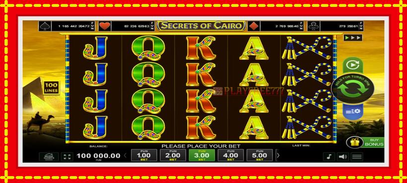 Slot machine Secrets of Cairo with access to free game online, picture 1