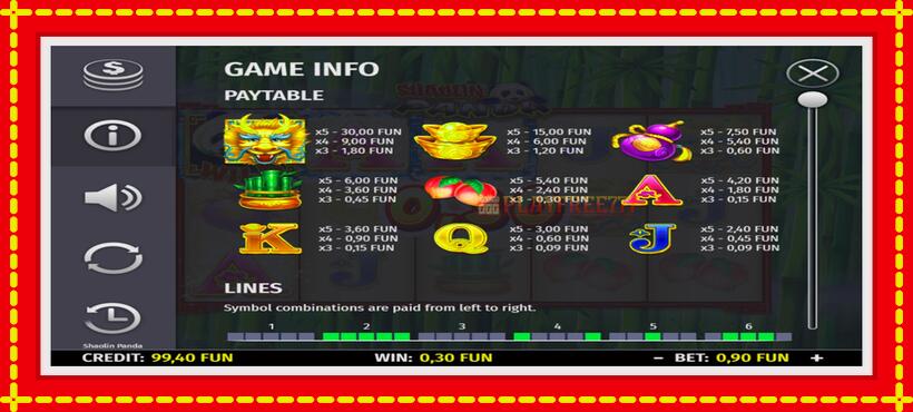 Slot machine Shaolin Panda with access to free game online, picture 3