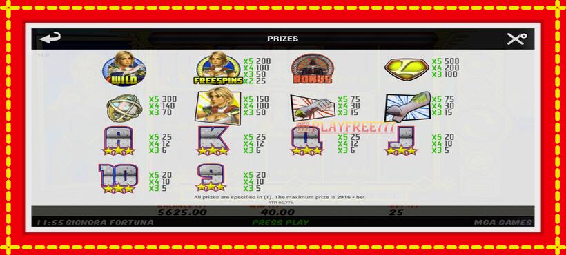 Slot machine Signora Fortuna with access to free game online, picture 5