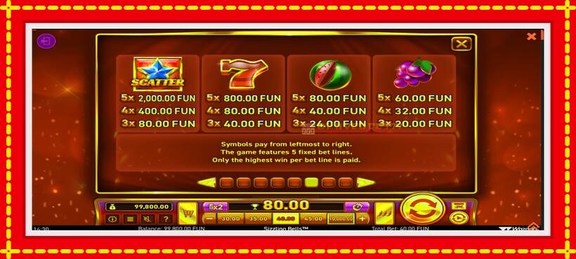 Slot machine Sizzling Bells with access to free game online, picture 6