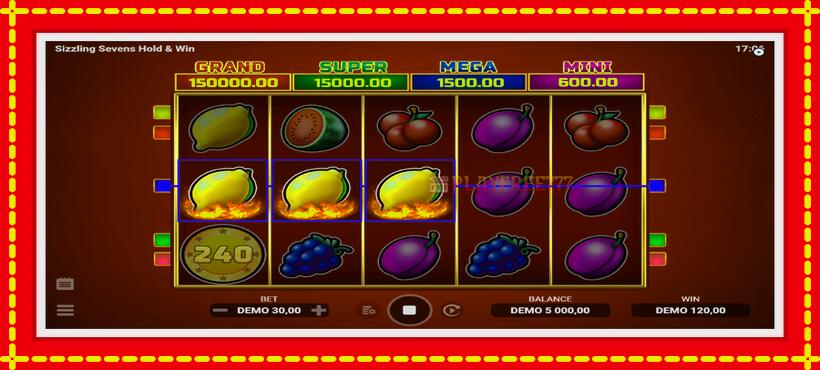 Slot machine Sizzling Sevens Hold & Win with access to free game online, picture 3