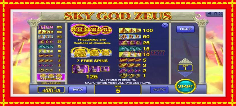 Slot machine Sky God Zeus 3x3 with access to free game online, picture 7