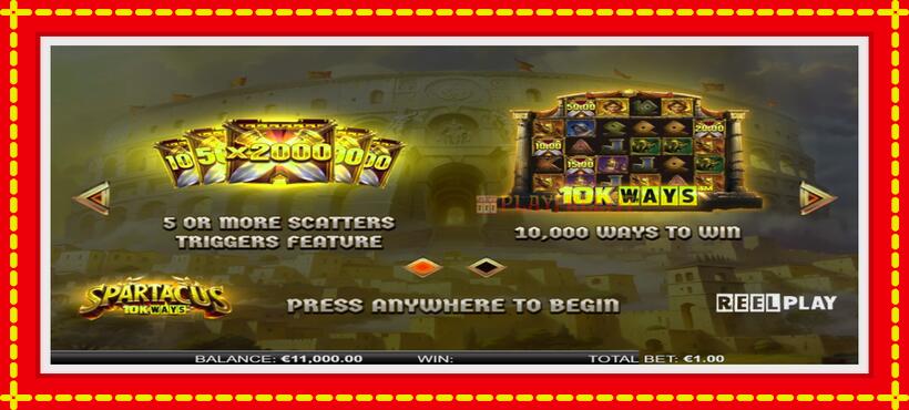 Slot machine Spartacus 10K Ways with access to free game online, picture 1