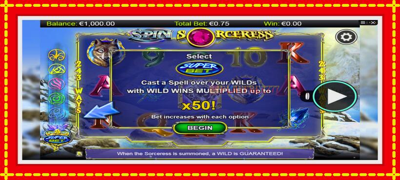 Slot machine Spin Sorceress with access to free game online, picture 1