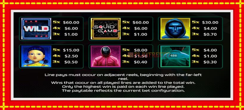 Slot machine Squid Game One Lucky Day with access to free game online, picture 7