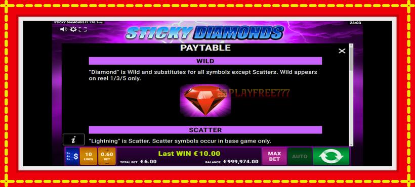 Slot machine Sticky Diamonds with access to free game online, picture 5