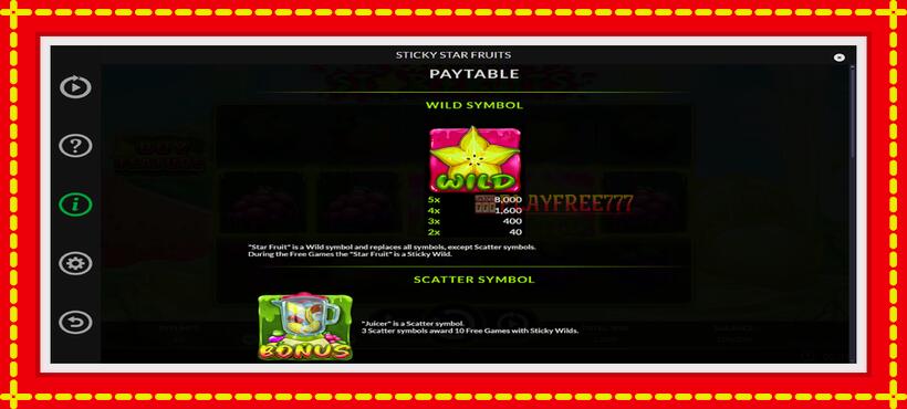 Slot machine Sticky Star Fruits with access to free game online, picture 5