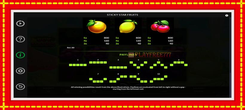 Slot machine Sticky Star Fruits with access to free game online, picture 7