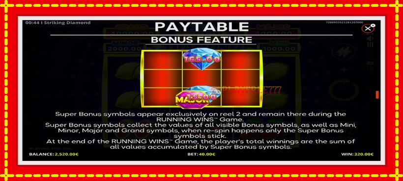 Slot machine Striking Diamond with access to free game online, picture 6