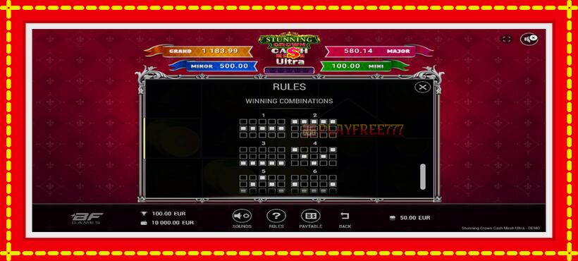 Slot machine Stunning Crown Cash Mesh Ultra with access to free game online, picture 7