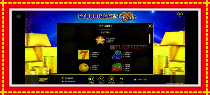 Slot machine Stunning Hot 20 Deluxe with access to free game online, picture 7