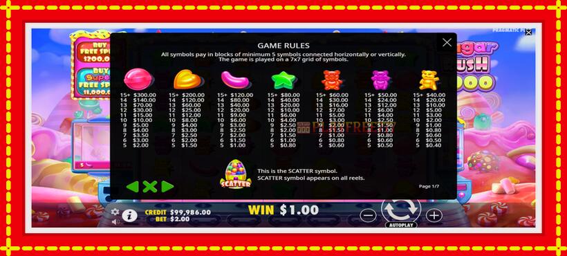 Slot machine Sugar Rush 1000 with access to free game online, picture 4