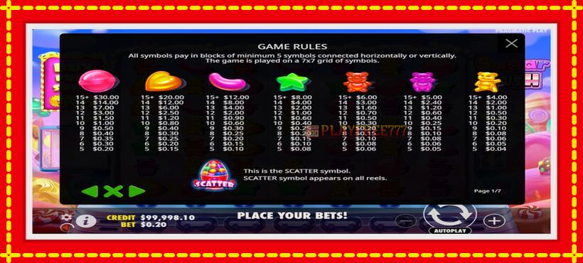 Slot machine Sugar Rush with access to free game online, picture 4